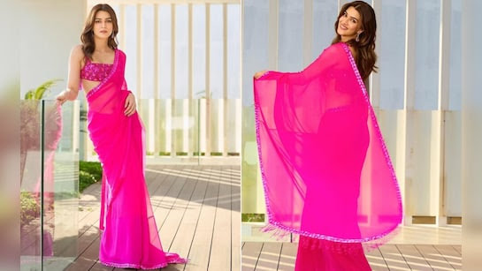 Kriti Sanon In Manish Malhotra's Hot Pink Saree