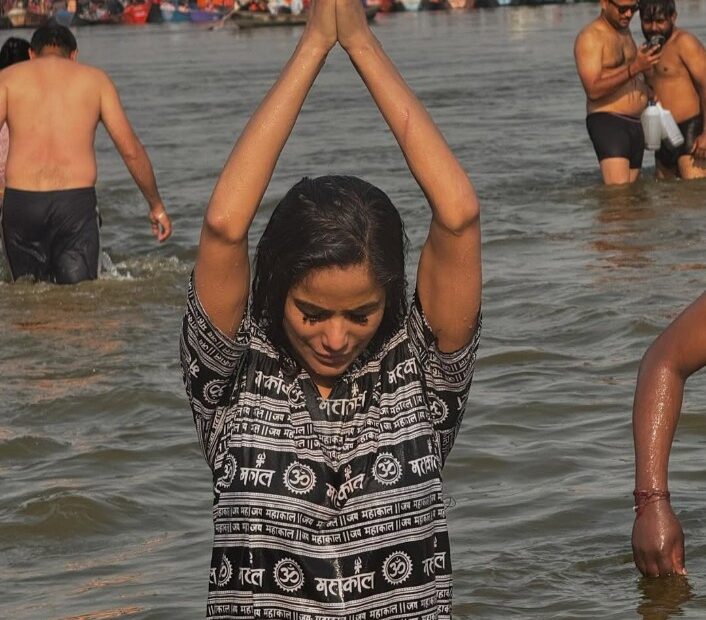 Poonam Pandey Shares Pictures Of Her Shahi Snan In Maha kumbh