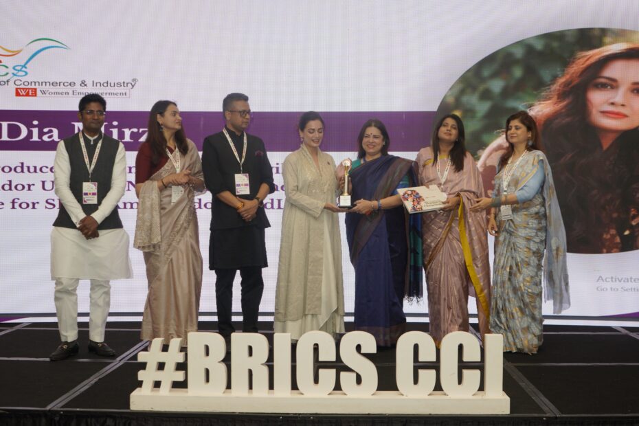 Dia Mirza Felicitated as Global Woman Icon at BRICS CCI WE Annual Women’s Summit 2025